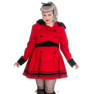 Hell Bunny Mikaela Red Double Breasted Coat Women S NWOT Retrocore